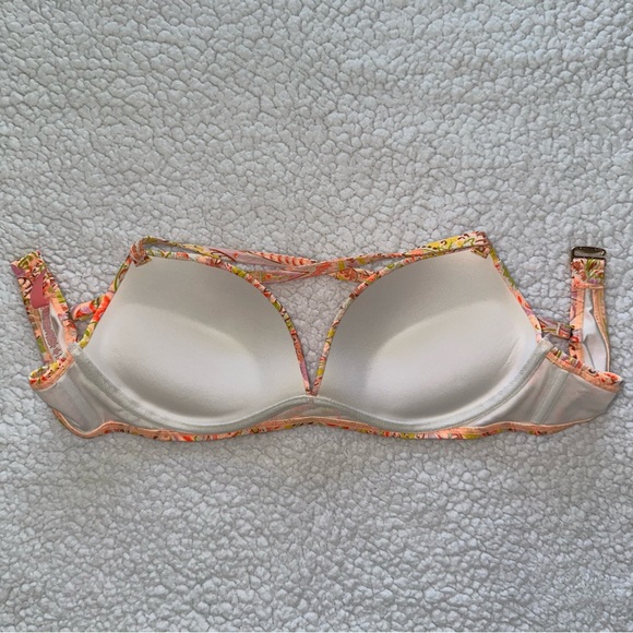 Victoria’s Secret Angel convertible push up bikini top orange floral ruched 36C - Picture 3 of 7